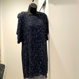 Beaded Split Shoulder Sleeve Dress Size 4